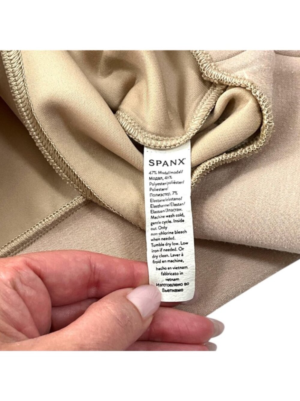 SPANX AirEssentials Half Zip Sweatshirt Womens Small Beige Mock Neck Raglan - Picture 12 of 13